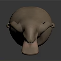 Playful Cartoon Hippo 3D Character Model In Standing Pose With Round Belly And Gray Background