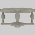 Classic Coffee Table With Carved Column Legs And Lower Shelf Design 3d model