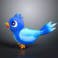 Cute Cartoon Style Blue Bird With Big Eyes And Orange Beak Claws