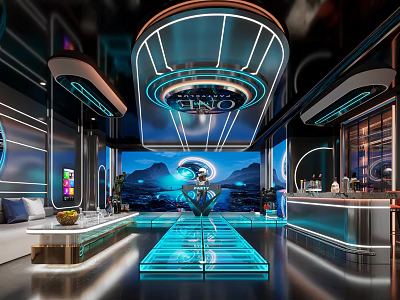 Hi Tech Futuristic KTV Room With Neon Lights And Modern Decor 3d model