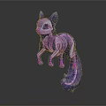 3D Rendered Transparent Purple Fox Skeleton Model With Dynamic Pose And Glossy Surface