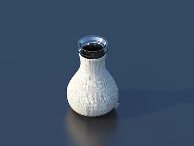 White Knitted Texture Household Decorative Vase With Metallic Top Design 3d model