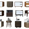 Various Modern Bedside Tables With Wooden Designs And Drawer Storage Options 3d model