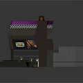 Modern Ice Cream Shop Interior With Display Screens Counter And Ice Cream Decorations