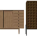 Modern Wooden Decorative Cabinets With Drawers Knob Details And Metal Legs Design