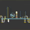 Interactive Kids Play Equipment With Blue Platform Colorful Tracks And Yellow Components