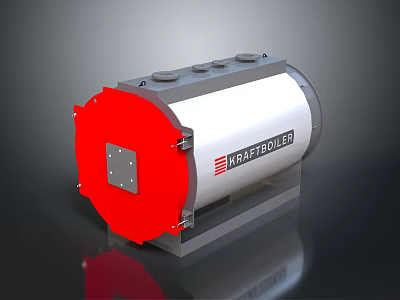 Krafttrolley Cylindrical Industrial Equipment With Silver Body And Red End Cap 3d model
