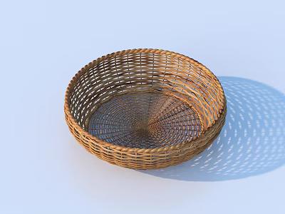 Round Shaped Handwoven Wicker Basket Natural Material for Home Storage and Decor 3d model