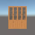 Modern Wooden Bookcase With Glass And Wooden Doors In Simple Interior