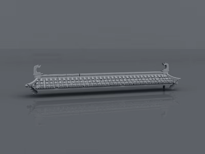 Ancient Architecture Roof Model With Curved Eaves And Ornate Details On Gray Surface 3d model