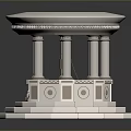 White Classical Structure With Round Roof Columns Stepped Base And Blue Center 3d model