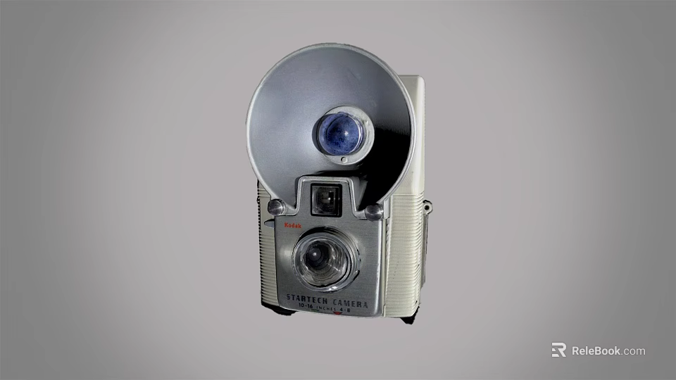 Vintage Digital Camera With Silver Body And Built In Flash Light Feature 3d model
