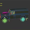 Light Green Military Cargo Van With Spare Tire And Transparent Windows