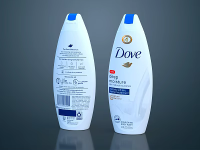 Dove Intensive Repair Hair Conditioner Product Bottles Front And Back Views 3d model