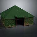 Worn Green Camping Tent With Stained Fabric And Support Poles For Outdoor Living Essentials