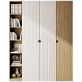 Modern Chest of Drawers Design With Geometric Pattern Doors White And Wood Tone Finish