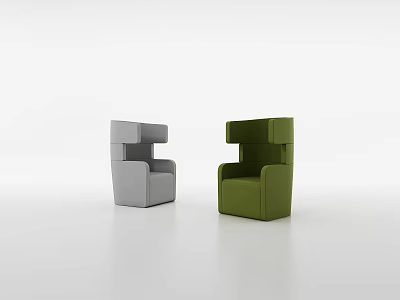 Gray And Green Single Sofa With Modern Minimalist Design In White Background 3d model