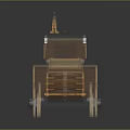 Vintage Wooden Carriage With Green Roof Decorative Top Seat And Wooden Wheels