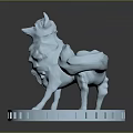 Light Blue Game Anime Fox Character 3D Model Standing Pose Fluffy Tail Circular Hollow Base