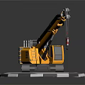 Yellow Tracked Construction Crane Equipment With Extended Arm And Hook On Circular Platform