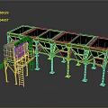 Yellow Heavy Duty Industrial Equipment Structure with Steel Support Frames Platform Ladder and Pipe Connections