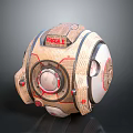 Firefly Mechanical Sphere With Wooden Texture Circular Lens And Red Logo 3d model