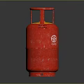 Red Gas Cylinder Featuring Metal Valve Top And Shiny Cylindrical Body