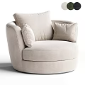 Green Velvet Single Sofa With Round Design And Plush Cushions For Living Room