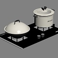 Stove gas stove range hood kitchenware 3d model