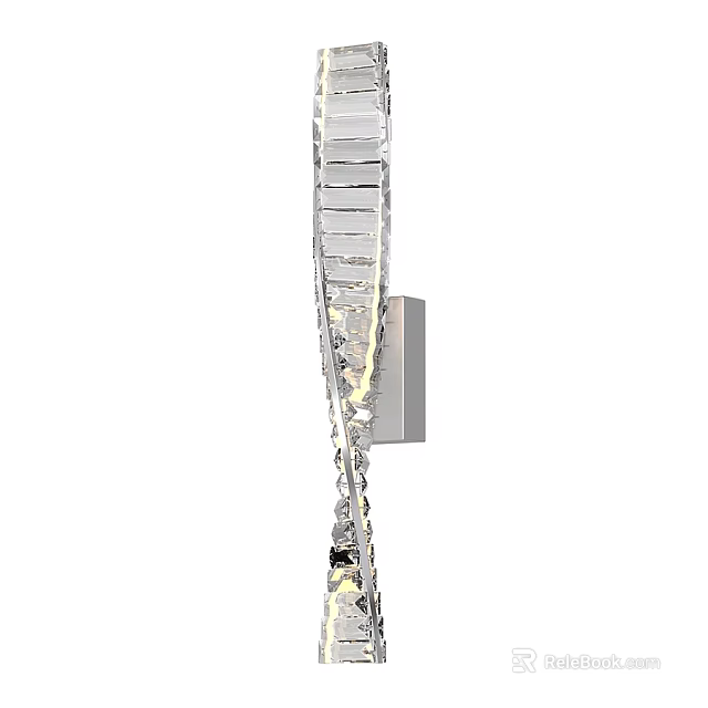 Modern Crystal Wall Sconce with Spiral Design and Transparent Lighting Fixture Mounted on Wall 3d model 