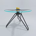 Modern Glass Top Coffee Table with Black Metal Legs and Yellow Lemons