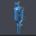 Blue Conical Industrial Equipment Tank With Top Lid And Control Valve