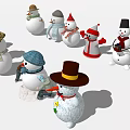 Game and Movie Snowman Characters Featuring Various Hats Scarves and Costumes
