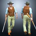 Modern Man American Denim Foreigner Western European 3d model