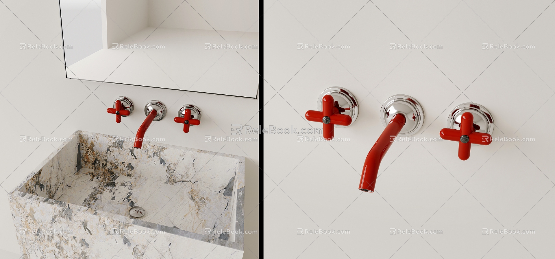 Memphis Dopamine Stainless Steel Red Wall Drain Faucet 3d model