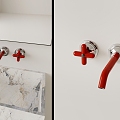 Memphis Dopamine Stainless Steel Red Wall Drain Faucet 3d model