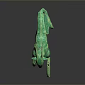 Green Bronze Goat Sculpture in Dynamic Jumping Pose with Detailed Horns and Tail