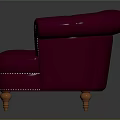 Plum Purple Leather Tufted Armchair With Nailhead Trim And Wooden Legs