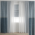 Modern Curtains Roman Blinds Curtain Tulle 3d model