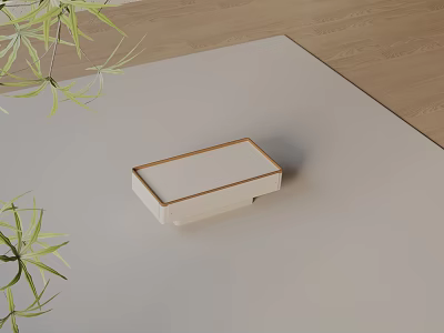 Modern Sofa And Coffee Table Combination With Wooden Frame On Light Rug And Green Plants 3d model