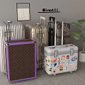 Minotti Assorted Luggage Collection Featuring Different Colors Patterns And Sticker Designs