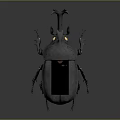 Detailed 3D Model of Metallic Flying Beetle with Gray Copper Carapace and Horned Head
