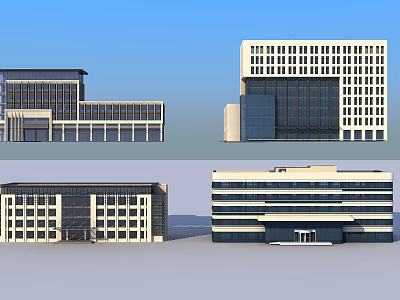 Modern Office Building Exterior Designs With Glass Curtain Wall And Multi Storey Structures 3d model