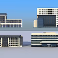Modern Office Building Exterior Designs With Glass Curtain Wall And Multi Storey Structures