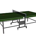 Portable Green Table Tennis Table with Net Wheels and Red Balls on Top