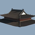 Traditional Chinese Architectural Roof with Multi layered Eaves and Curved Tile Design