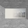 Lightweight White Vertical Striped Curtains In Modern Interior With Concrete Wall And City View