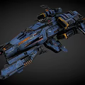 Futuristic Advanced Blue Interstellar Spaceship Design Featuring Detailed Engines And Weapon Systems 3d model