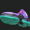 High Top Purple Basketball Shoes With Pink Laces Transparent Green Sole And Mesh Upper Design