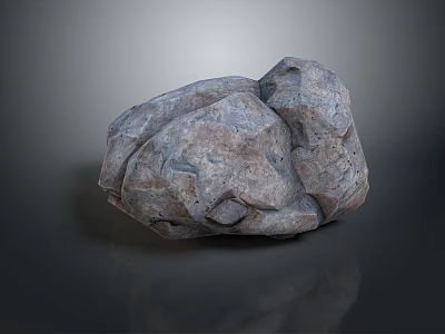 3D Rendered Natural Rough Stone Rock with Dark Reflective Background Surface 3d model